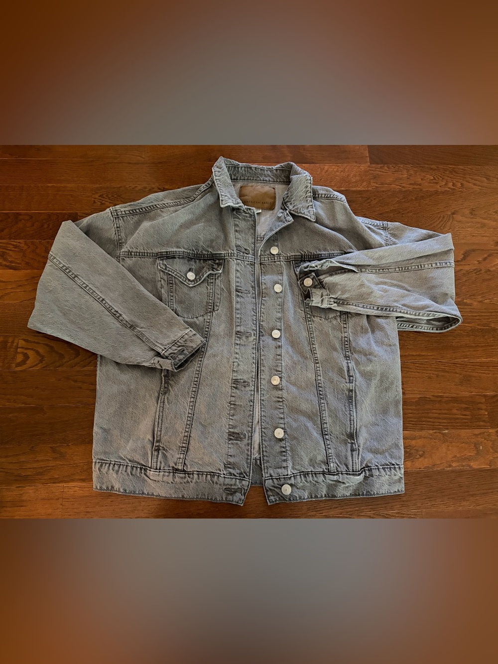 American Eagle Outfitters - Oversized Denim Jacket - Gray - Womens - Medium